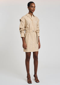 Light Khaki Hadley Ruched Sleeve Shirt Dress | Women's Dress by Derek Lam 10 Crosby
