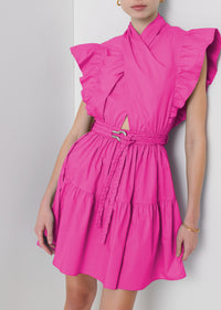 Magenta Finn Ruffle Wrap Dress | Women's Dress by Derek Lam