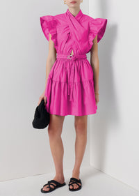 Magenta Finn Ruffle Wrap Dress | Women's Dress by Derek Lam
