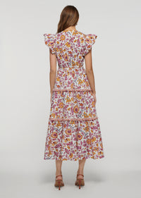 Marigold-Lilac Beatrice Lace Up V-Neck Dress | Women's Dress by Derek Lam 10 Crosby