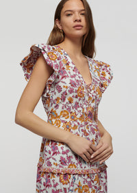 Marigold-Lilac Beatrice Lace Up V-Neck Dress | Women's Dress by Derek Lam 10 Crosby