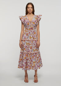 Marigold-Lilac Beatrice Lace Up V-Neck Dress | Women's Dress by Derek Lam 10 Crosby