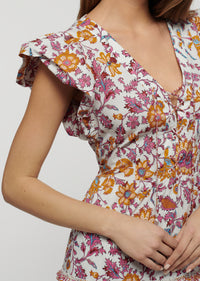 Marigold-Lilac Beatrice Lace Up V-Neck Dress | Women's Dress by Derek Lam 10 Crosby