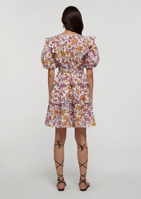 Marigold-Lilac Ophelia V-Neck Ruffle Dress | Women's Dress by Derek Lam 10 Crosby