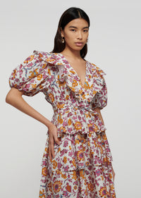 Marigold-Lilac Ophelia V-Neck Ruffle Dress | Women's Dress by Derek Lam 10 Crosby