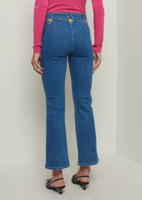 Medium Dark Wash Robertson Crop Flare Trousers | Women's Denim by Derek Lam 10 Crosby