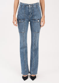 Medium Wash Aspen High Rise Flare Pant - Women's Denim by Derek Lam