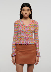 Multi Arya Scallopped Cardigan | Women's Jacket by Derek Lam 10 Crosby