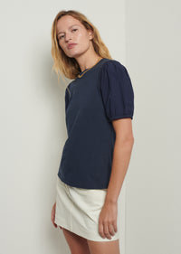 Navy Eva Puff Sleeve T-Shirt | Women's T-Shirt by Derek Lam