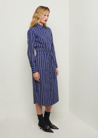 Navy Veronica Belted Shirt Dress | Women's Dress by Derek Lam 10 Crosby