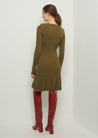 Olive Vanessa Long Sleeve Flounce Hem Dress | Women's Dress by Derek Lam 10 Crosby