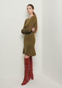 Olive Vanessa Long Sleeve Flounce Hem Dress | Women's Dress by Derek Lam 10 Crosby
