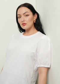 Optic White Eva Puff Sleeve T-Shirt | Women's T-Shirt by Derek Lam