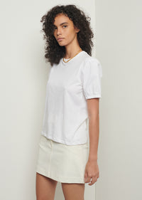 Optic White Eva Puff Sleeve T-Shirt | Women's T-Shirt by Derek Lam