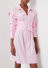 Pale Pink Skylar Zip Front Shirt Dress | Women's Dress by Derek Lam 10 Crosby