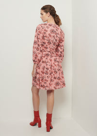 Peach Multi Amelia Gathered Dress | Women's Dress by Derek Lam 10 Crosby