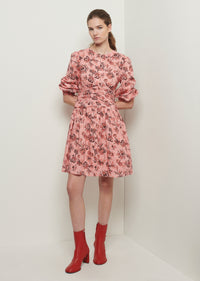 Peach Multi Amelia Gathered Dress | Women's Dress by Derek Lam 10 Crosby