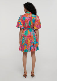 Blue Multi Dahlia Balloon Sleeve Shirt Dress | Women's Dress by Derek Lam 10 Crosby