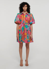 Blue Multi Dahlia Balloon Sleeve Shirt Dress | Women's Dress by Derek Lam 10 Crosby