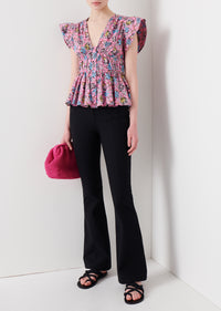 Pink Multi Roselyn Ruffle Sleeve Top | Women's Top by Derek Lam 10 Crosby