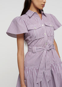 Red Multi Pei Utility Shirt Dress | Women's Dress by Derek Lam 10 Crosby