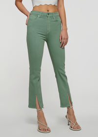 Shale Green Mira Front Slit Crop Flare Jeans | Women's Denim by Derek Lam 10 Crosby