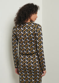 Silver-Gold-Black Carrie Crop Tie Cardigan | Women's Sweater by Derek Lam