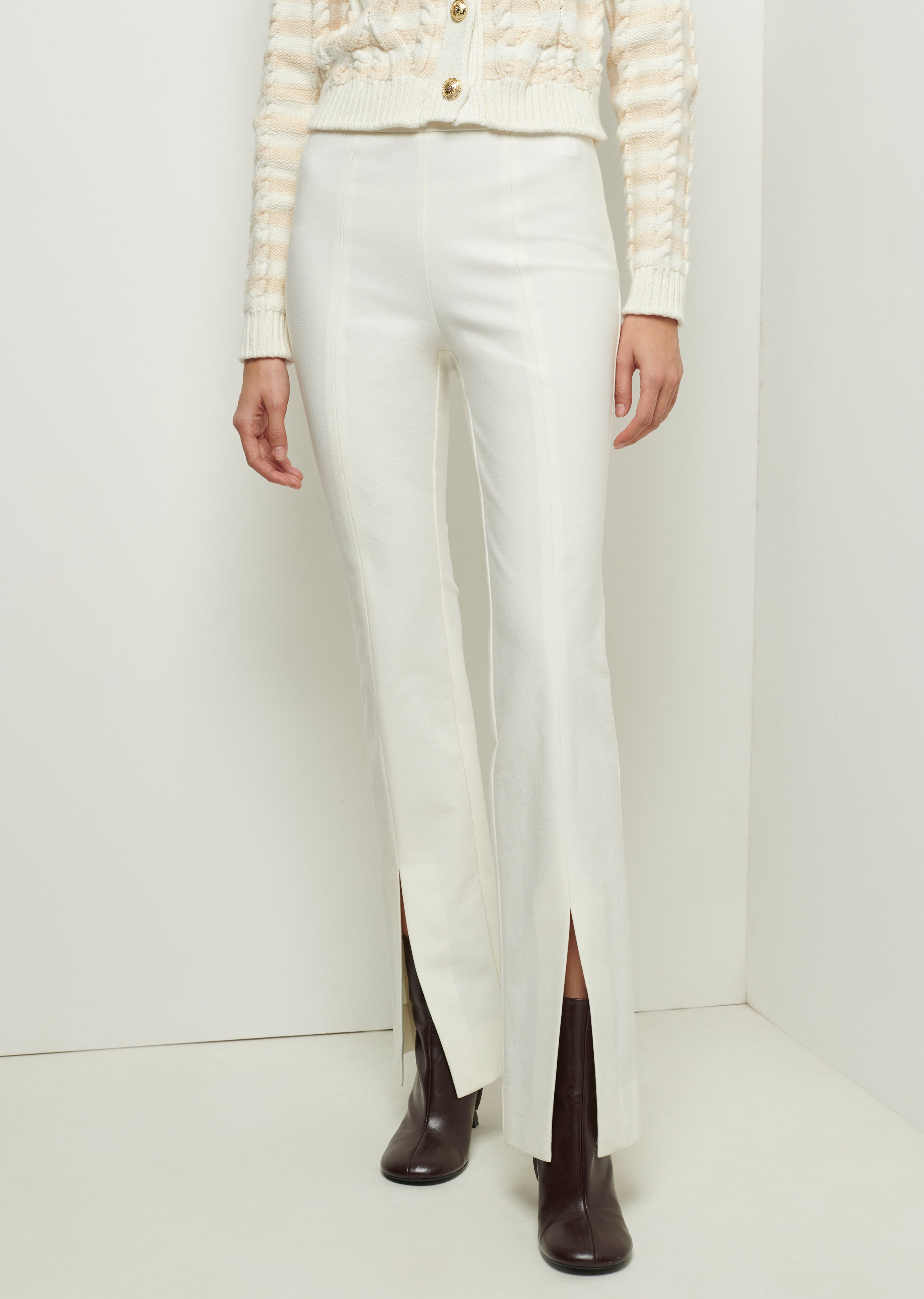 Lucia Front Slit Trousers - Soft White