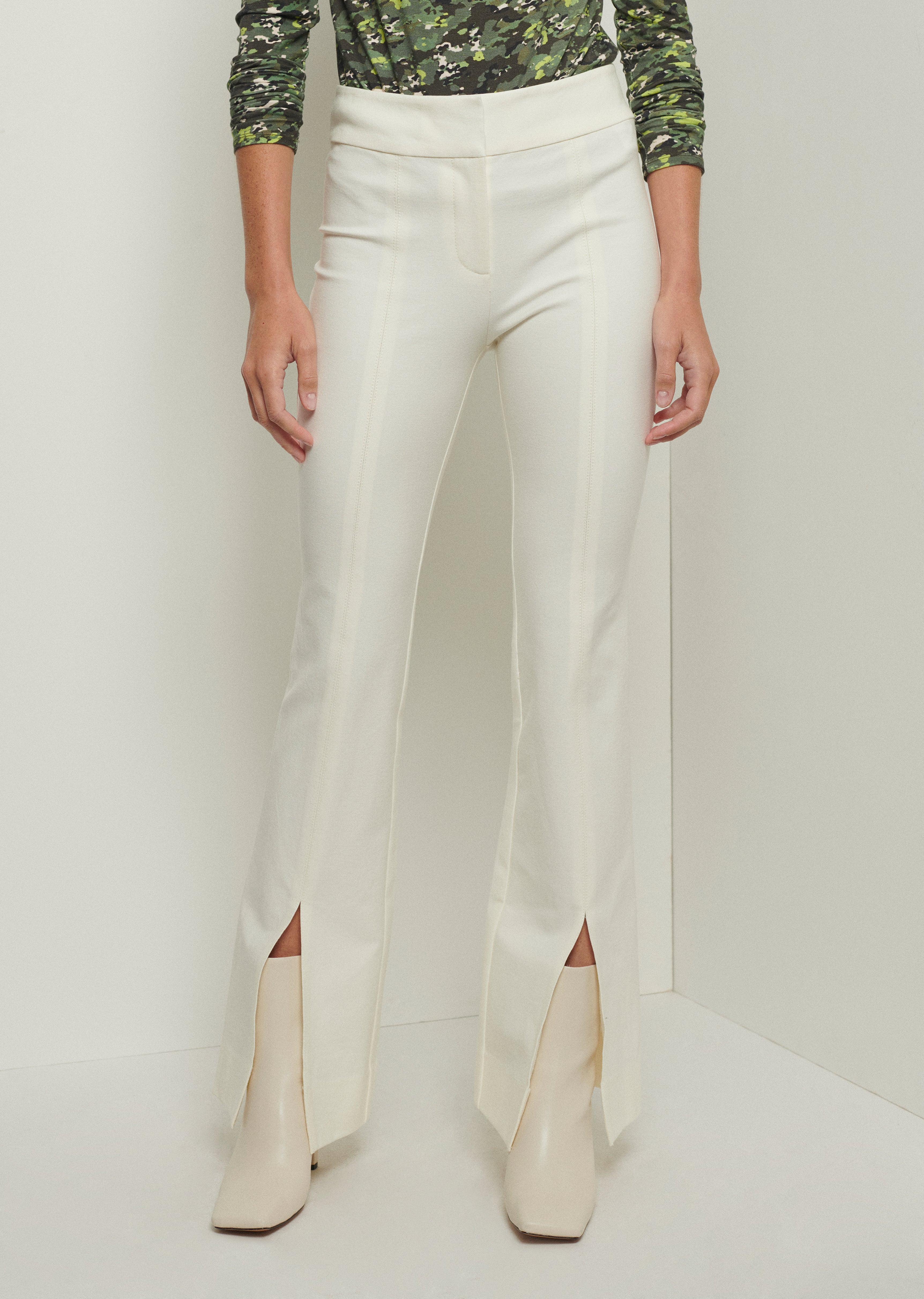 Maeve Soft White Front Slit Trouser