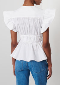 White Roselyn Ruffle Sleeve Top | Women's Top by Derek Lam 10 Crosby