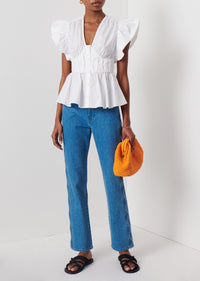 White Roselyn Ruffle Sleeve Top | Women's Top by Derek Lam 10 Crosby