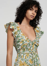 Yellow Multi Anastasia Ruffle Maxi Dress | Women's Dress by Derek Lam 10 Crosby