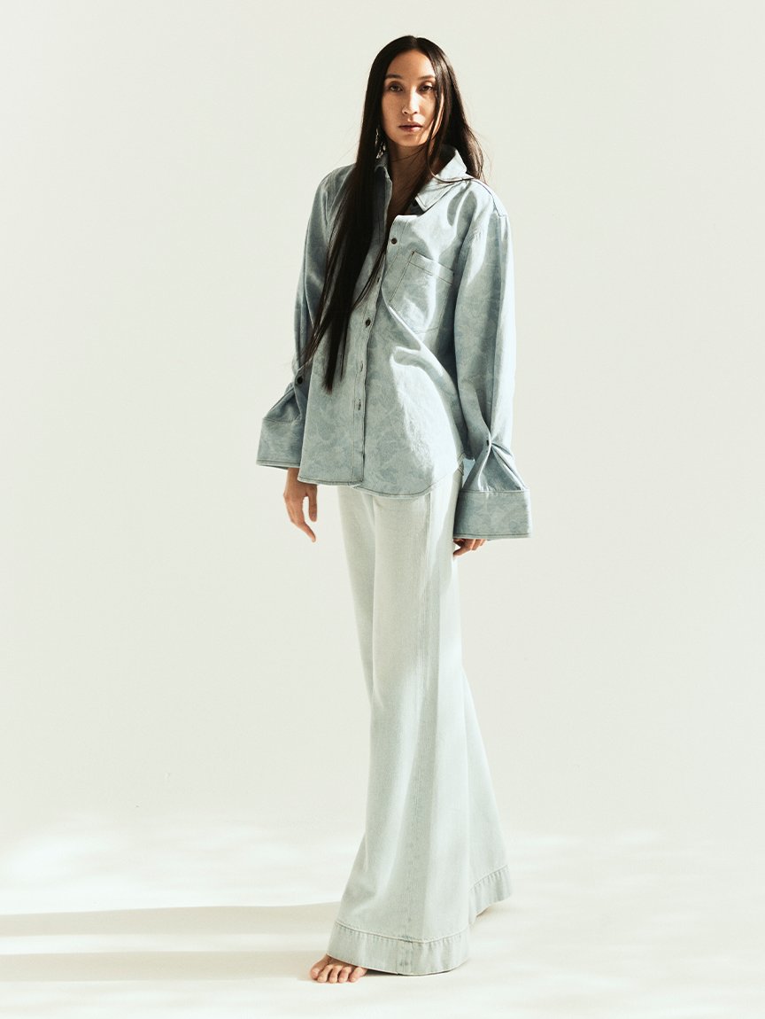 Kenza Long Sleeve Pleated Shirt Dress - Limestone