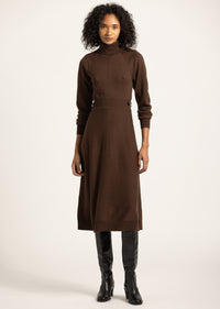 Becky Raglan Horsebit Sweater Dress - Chocolate