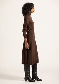 Becky Raglan Horsebit Sweater Dress - Chocolate