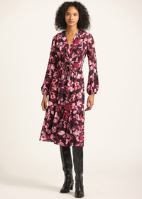 Elsa A-Line Dress - Mulberry Multi Garden