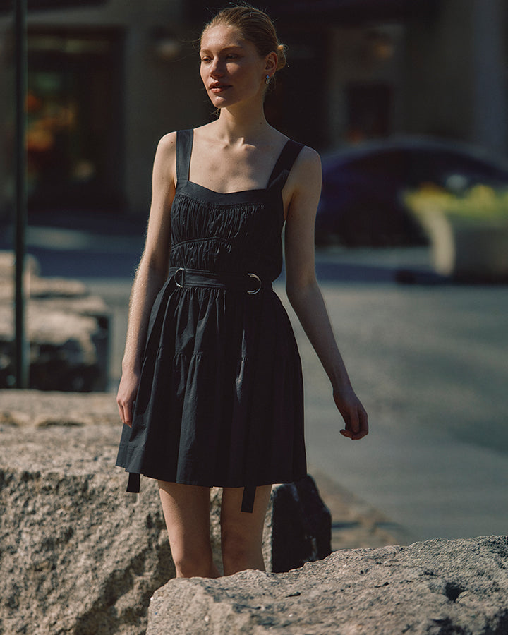 adrianna papell sleeveless tea length dress black Sleeveless Sequin Soutache Bubble Cocktail Dress In Black