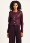 Black Cherry Penny Stretch Leather Jacket | Women's Jackets by Derek Lam 10 Crosby