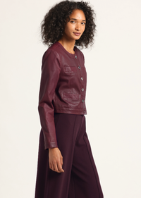 Black Cherry Penny Stretch Leather Jacket | Women's Jackets by Derek Lam 10 Crosby