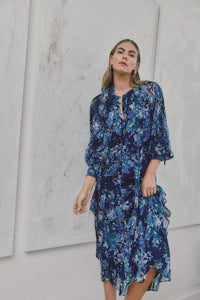 Orla Floral Tapestry Print Skirt-Navy/Jade/Ecru