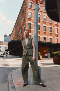 Scottie Belted Vest - Dusty Olive