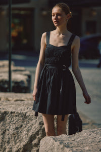 Ivanna Gathered Front Dress - Black