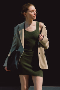 Kamila Compact Knit Tank Dress - Dusty Olive
