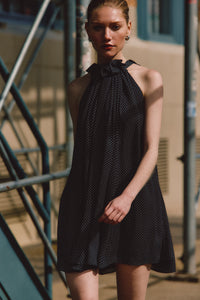 Sadie Trapeze Mini Dress - BLACK/MARSHMALLOW