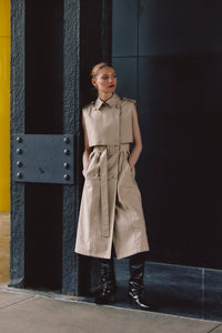 Reign Sleeveless Trench Dress - Oyster Gray