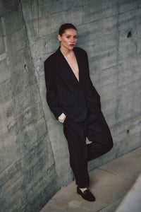 Asher Pleated Suiting Trouser - BLACK