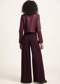 Tempest Wide Leg Knit Trouser - Dark Cherry