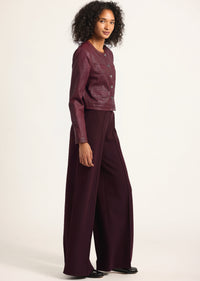 Tempest Wide Leg Knit Trouser - Dark Cherry