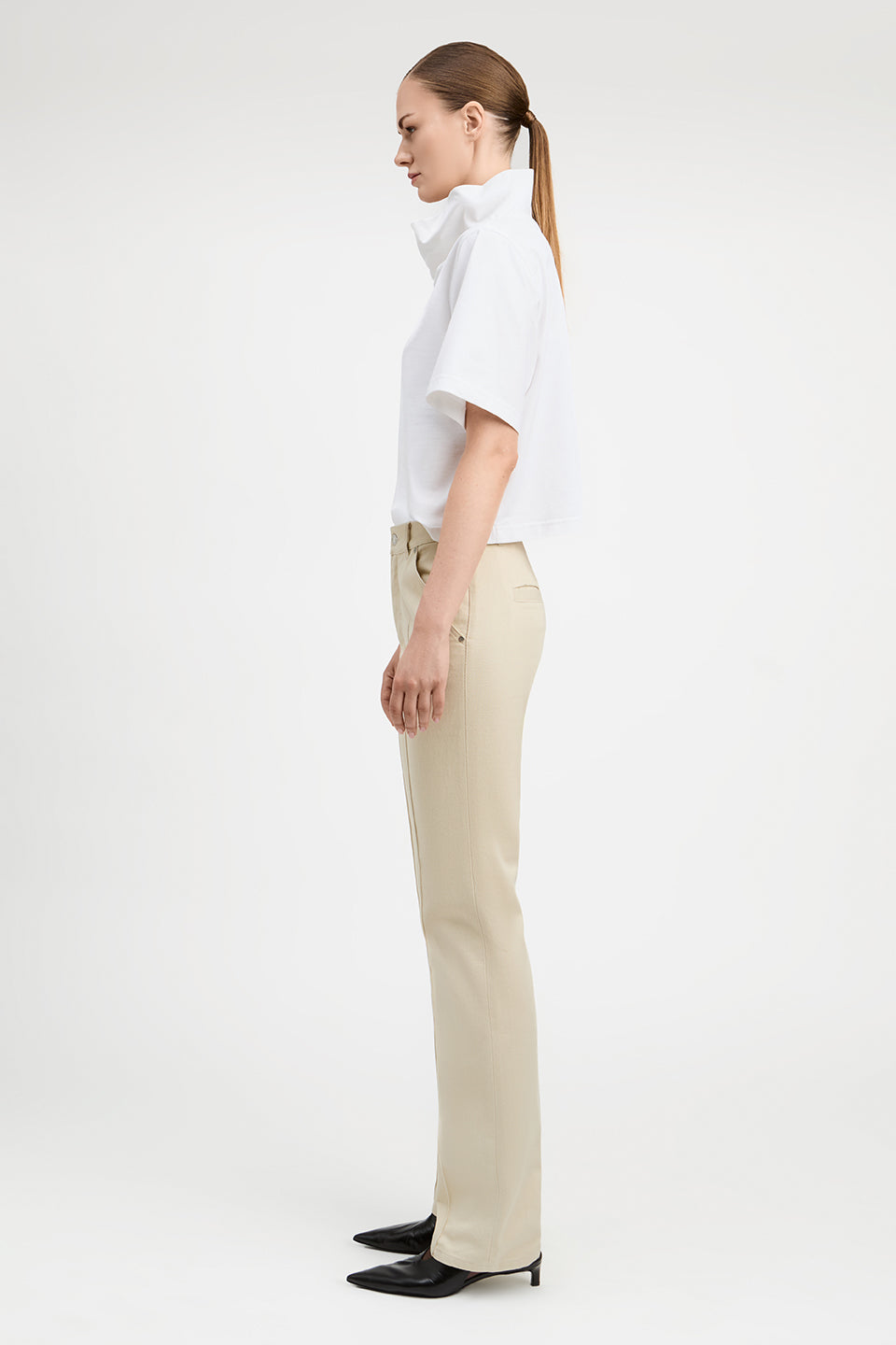 Gloria Washed Cotton Twill Slim Straight Jean