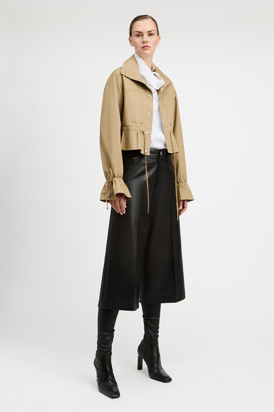 Penn Peached Twill Cinch Waist Cropped Jacket